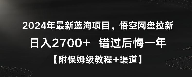 2024年最新蓝海项目，悟空网盘拉新，日入2700+错过后悔一年【附保姆级教程+渠道】【揭秘】 - 创享网-创享网