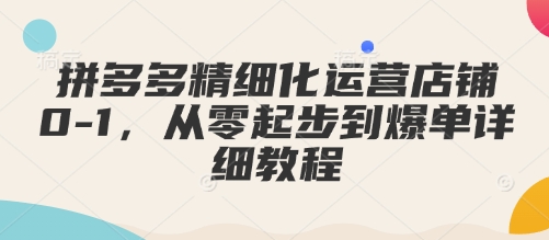 拼多多精细化运营店铺0-1，从零起步到爆单详细教程 - 创享网-创享网