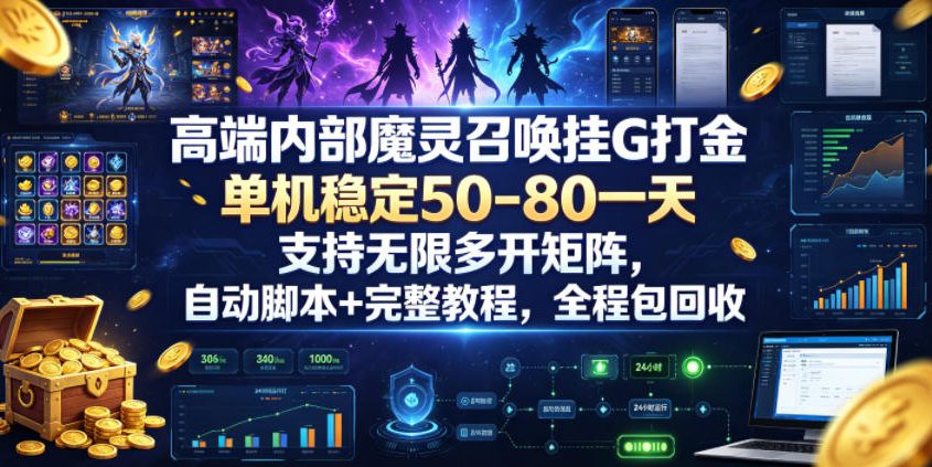 高端内部魔灵召唤挂G打金，单机稳定50-80一天，支持无限多开矩阵，自动脚本+完整教程，全程包回收【揭秘】 - 创享网-创享网