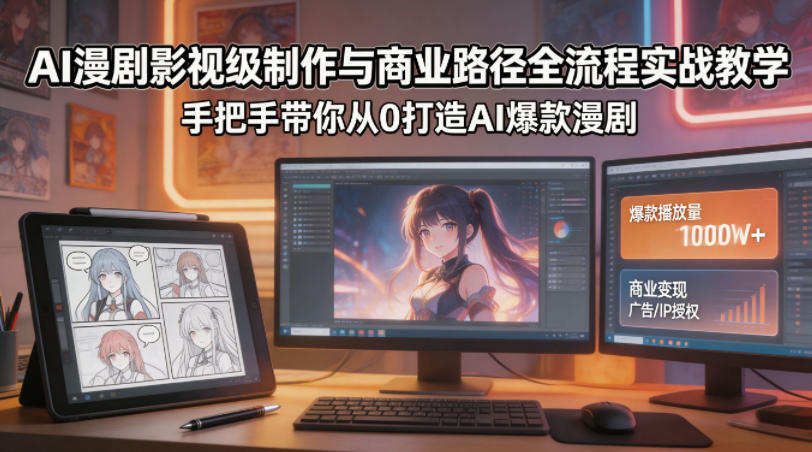 AI漫剧影视级制作与商业路径全流程实战教学，手带你从0打造AI爆款漫剧-创享网