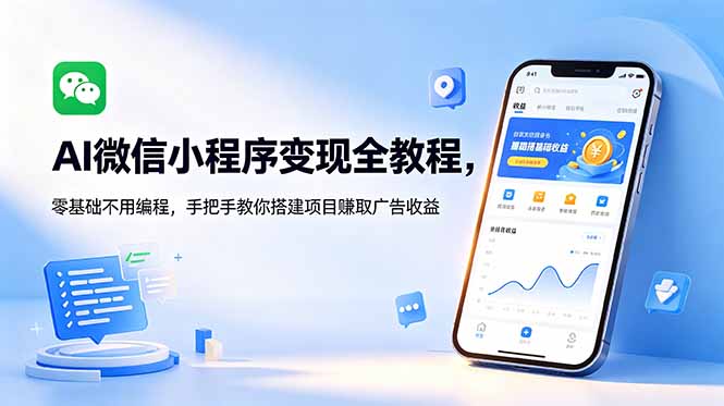 AI微信小程序变现全教程，零基础不用编程，手把手教你搭建项目赚取广告收益-创享网
