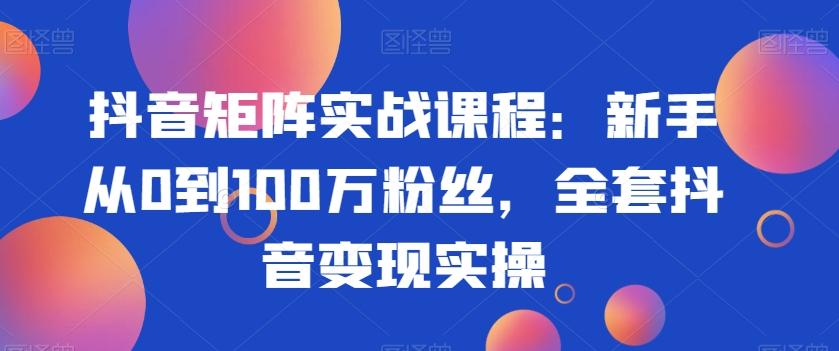 抖音矩阵实战课程：新手从0到100万粉丝，全套抖音变现实操 - 创享网-创享网