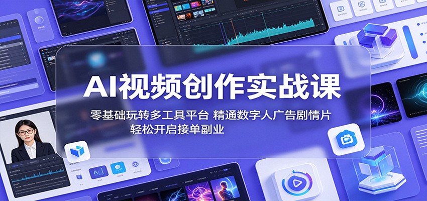 AI视频创作实战课：零基础玩转多工具平台，精通数字人广告、剧情片，轻松开启接单副业-创享网