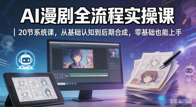 AI漫剧全流程实操课｜20节系统课，从基础认知到后期合成，零基础也能上手-创享网