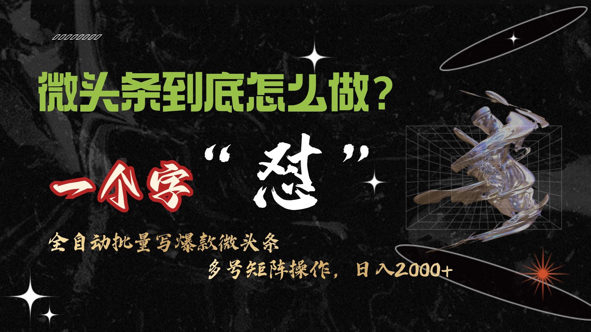 (9809期)微头条最新最强连怼操作，10分钟50条，真正解放双手，月入1w+ - 创享网-创享网