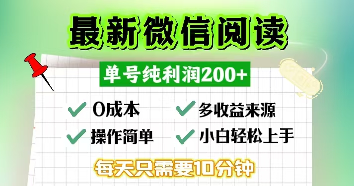 微信阅读最新玩法，每天十分钟，单号一天200+，简单0零成本，当日提现 - 创享网-创享网