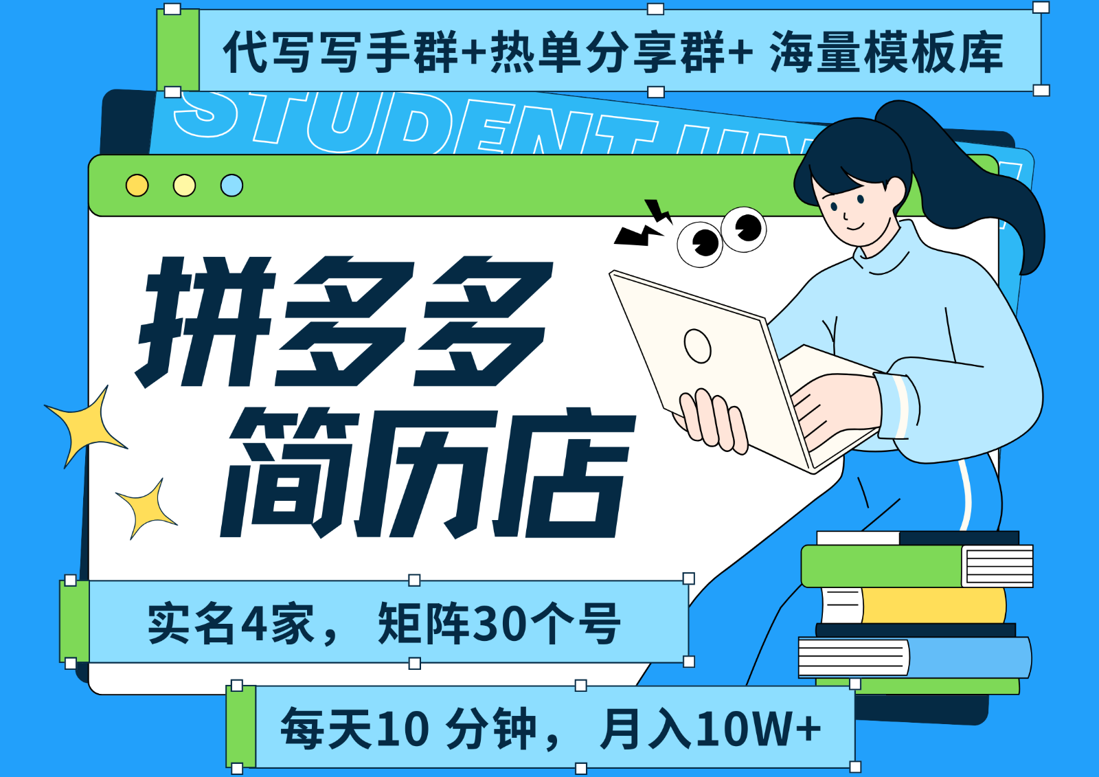 拼多多电商 拼多多 虚拟资料 简历 海报代写 全SOP流程 毫无保留分享(含后端资料) - 创享网-创享网