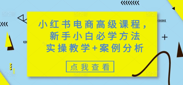 小红书电商高级课程，新手小白必学方法，实操教学+案例分析 - 创享网-创享网