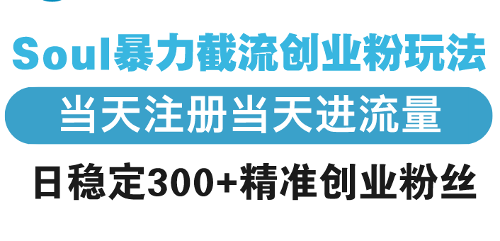 Soul暴力截流创业粉玩法，当天注册当天进流量，日稳定300+精准创业粉丝 - 创享网-创享网
