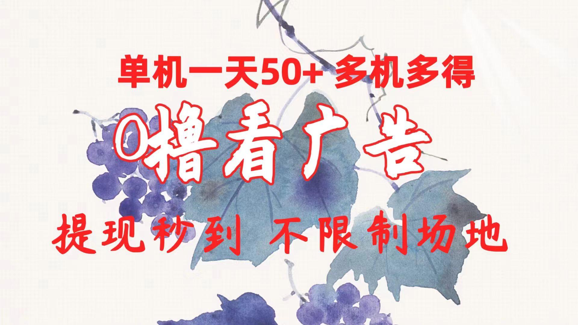 0撸看广告 单机一天50+多机多得 提现秒到 不限制场地操作 - 创享网-创享网