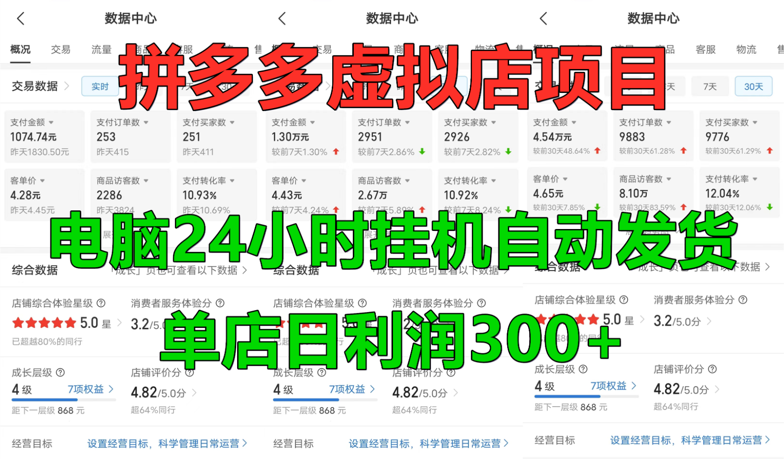 拼多多虚拟店铺项目，电脑挂机自动发货，单店日利润300+ - 创享网-创享网