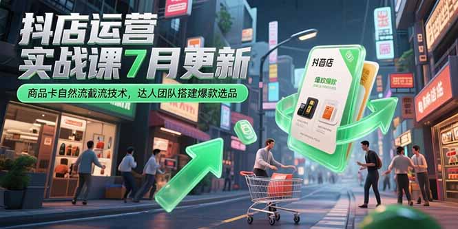 抖店运营实战课7月更新，商品卡自然流截流技术，达人团队搭建爆款选品 - 创享网-创享网