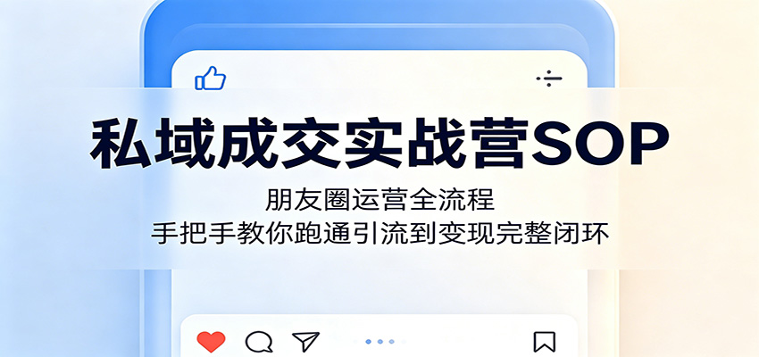 私域成交实战营SOP：朋友圈运营全流程，手把手教你跑通引流到变现完整闭环-创享网