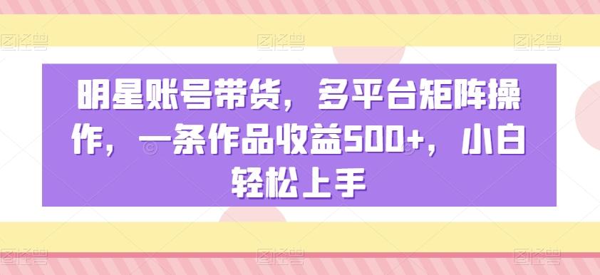明星账号带货，多平台矩阵操作，一条作品收益500+，小白轻松上手【揭秘】 - 创享网-创享网