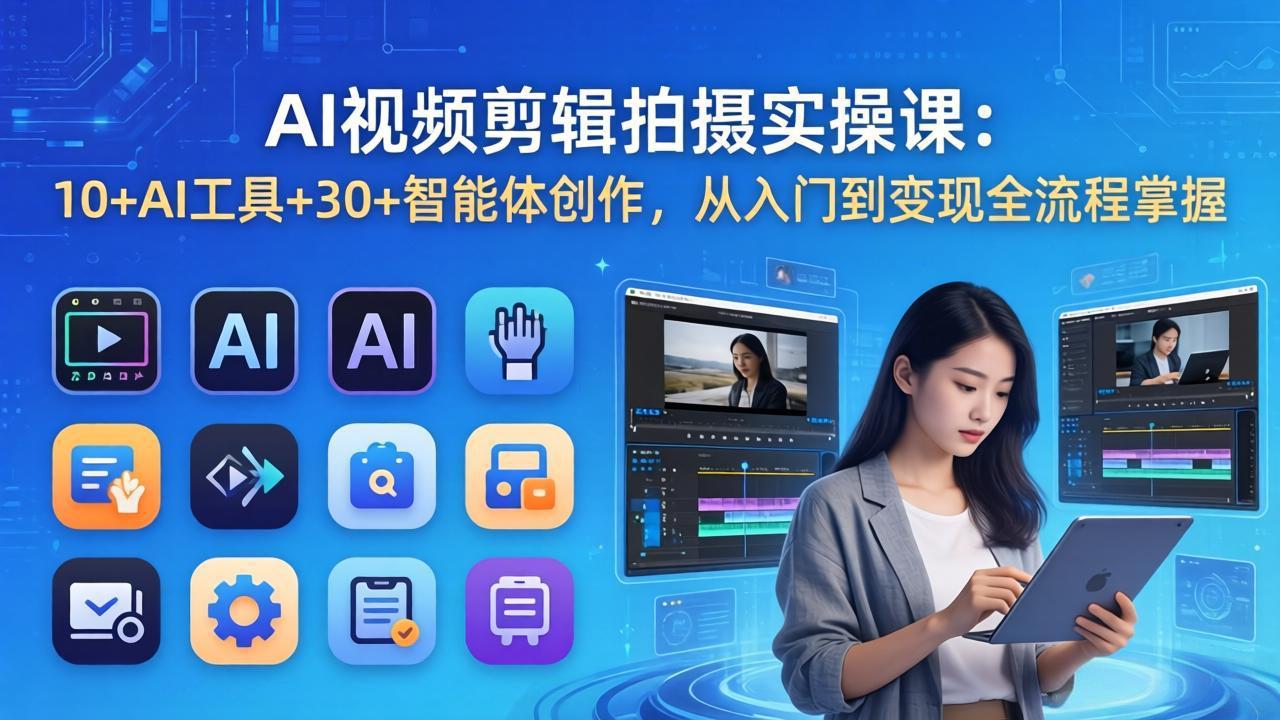 AI 视频剪辑拍摄实操课：10+AI工具+30+智能体创作，从入门到变现全流程掌握-创享网