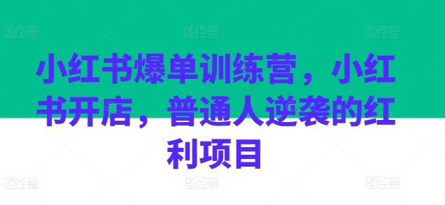 小红书爆单训练营，小红书开店，普通人逆袭的红利项目 - 创享网-创享网