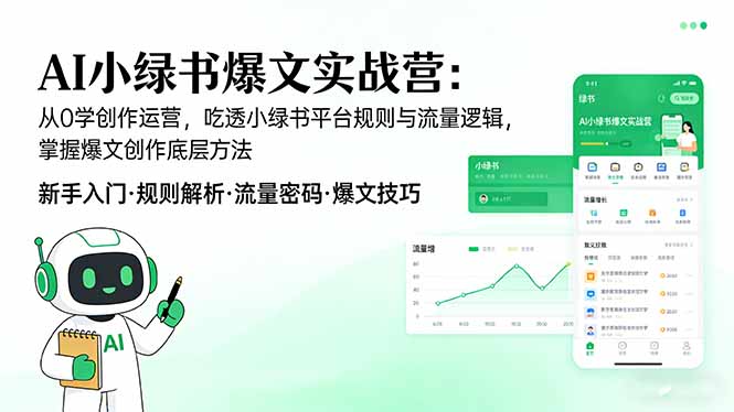 AI 小绿书爆文实战营：从0学创作运营，吃透小绿书平台规则与流量逻辑，掌握爆文创作底层方法 - 创享网-创享网