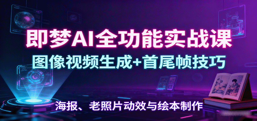 即梦AI全功能实战课：图像视频生成+首尾帧技巧，海报、老照片动效与绘本制作 - 创享网-创享网