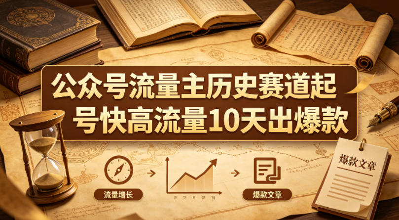 公众号流量主之历史赛道，起号快+高流量，10天就能出爆款！-创享网