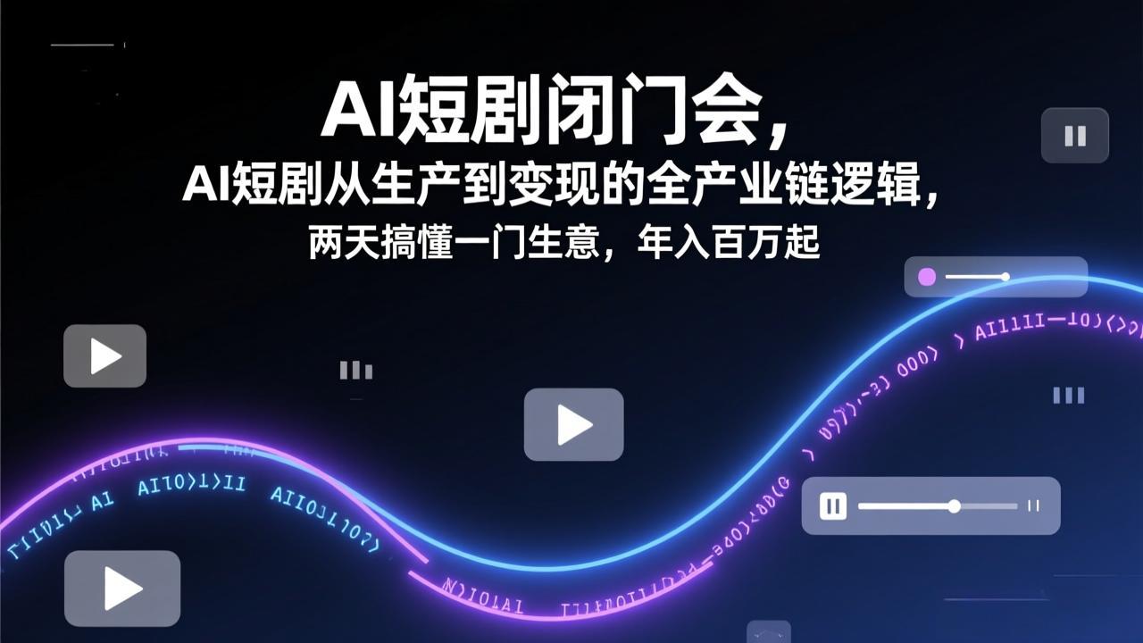 AI短剧闭门会，AI短剧从生产到变现的全产业链逻辑，两天搞懂一门生意，年入百万起-创享网