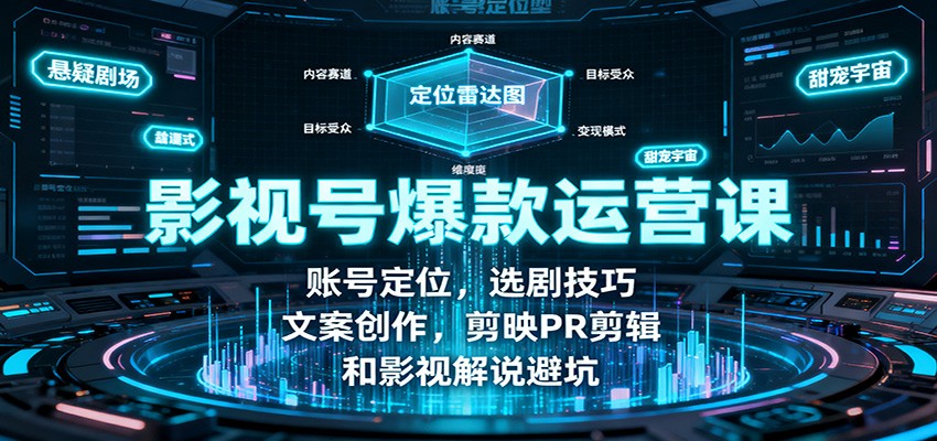 影视号爆款运营课:账号定位,选剧技巧,文案创作,剪映PR剪辑和影视解说避坑-创享网
