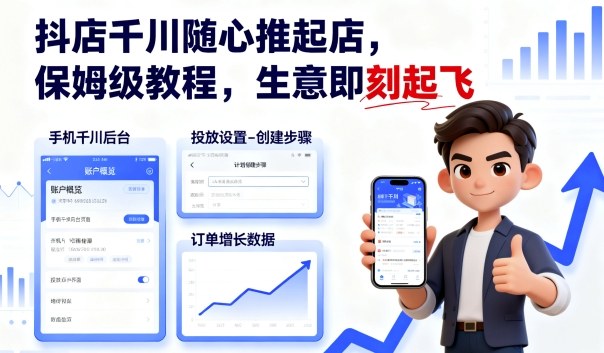 抖店千川随心推起店，保姆级教程，生意即刻起飞 - 创享网-创享网