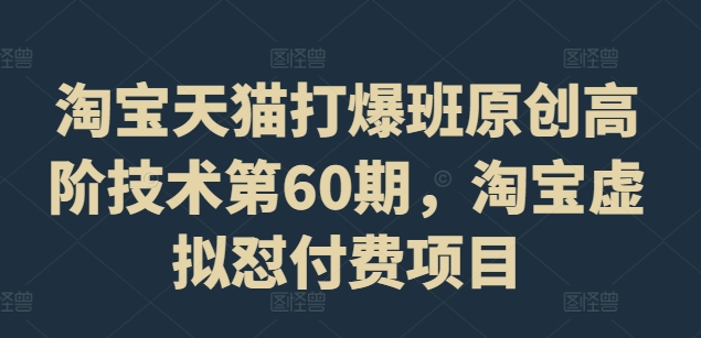 淘宝天猫打爆班原创高阶技术第60期，淘宝虚拟怼付费项目 - 创享网-创享网