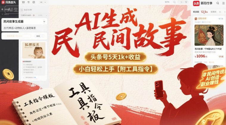 AI生成民间故事，头条号5天1k+，小白轻松上手【附工具指令】 - 创享网-创享网