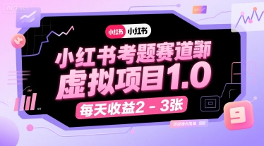 小红书考题赛道虚拟项目1.0，项目操作简单，每天收益2-3张 - 创享网-创享网
