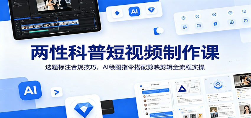 两性科普短视频制作课：选题标注合规技巧，AI绘图指令搭配剪映剪辑全流程实操-创享网