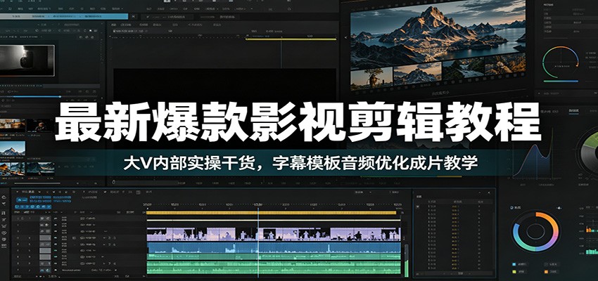 最新爆款影视剪辑教程：大V内部实操干货，字幕模板音频优化成片教学-创享网