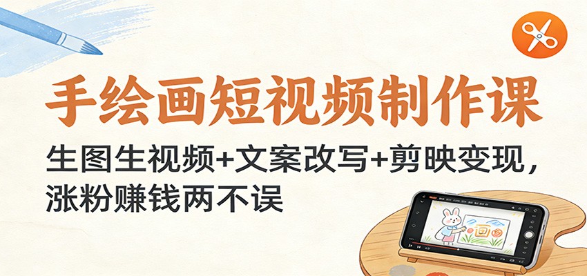 手绘画短视频制作课：生图生视频+文案改写+剪映变现，涨粉赚钱两不误-创享网