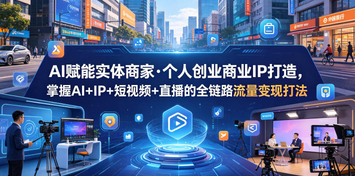 AI赋能实体商家·个人创业商业IP打造，掌握AI+IP+短视频+直播的全链路流量变现打法-创享网