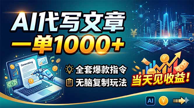 AI代写文章，一单1000+，全套爆款指令+无脑复制玩法，当天见收益！ - 创享网-创享网