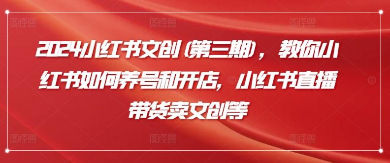 2024小红书文创(第三期)，教你小红书如何养号和开店，小红书直播带货卖文创等 - 创享网-创享网