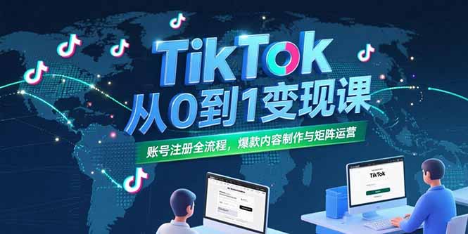 TikTok从0到1变现课，账号注册全流程，爆款内容制作与矩阵运营 - 创享网-创享网