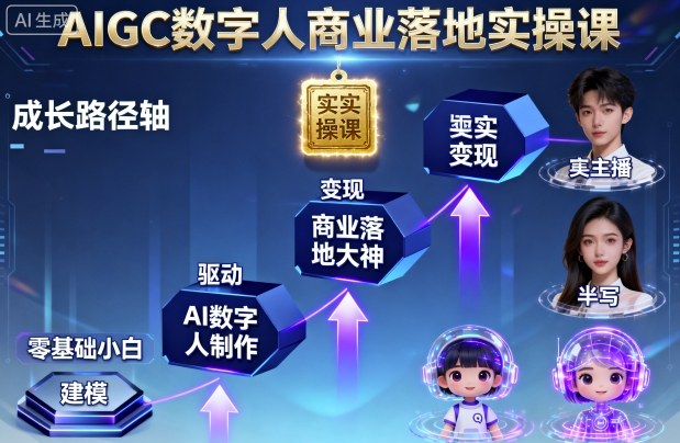 AIGC数字人商业落地实操课，从零基础小白到AI数字人大神-创享网