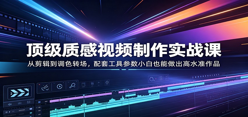 顶级质感视频制作实战课：从剪辑到调色转场，配套工具参数小白也能做出高水准作品-创享网
