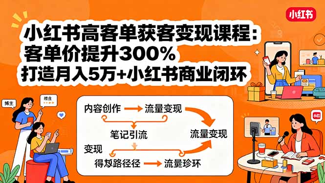 小红书高客单获客变现课程：客单价提升300%，打造月入10万+小红书商业闭环 - 创享网-创享网