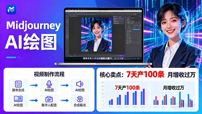 AI绘图照片开口说话视频制作：Midjourney+数字人，7天产100条月增收过万 - 创享网-创享网