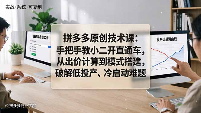 拼多多原创技术课：手把手教小二开直通车，从出价计算到模式搭建，破解低投产、冷启动难题 - 创享网-创享网
