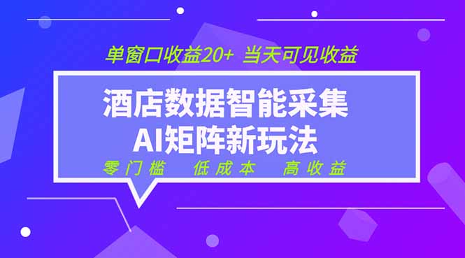 2026酒店数据采集ai智能矩阵新风口 低成本 高收益 当天见收益 单窗口20+-创享网
