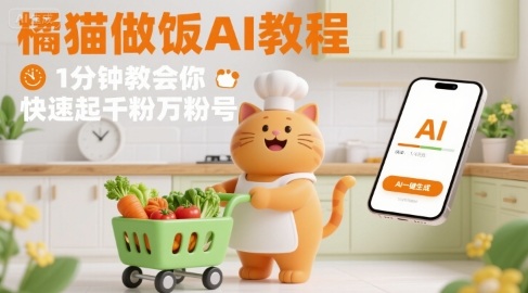 有趣的橘猫买菜做饭视频，用AI一键搞定，1分钟教会你，快速起千粉万粉号 - 创享网-创享网