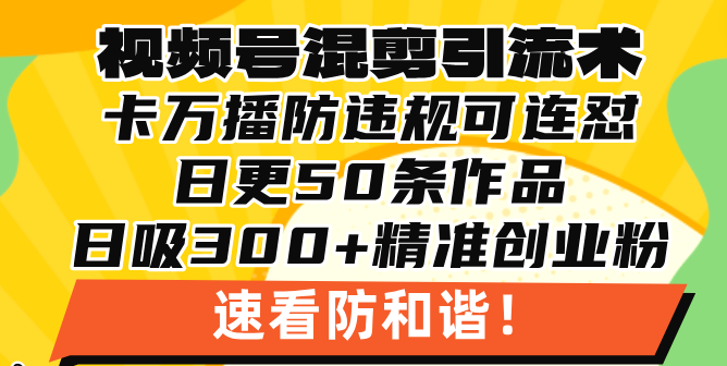 视频号混剪引流技术，500万播放引流17000创业粉，操作简单当天学会 - 创享网-创享网