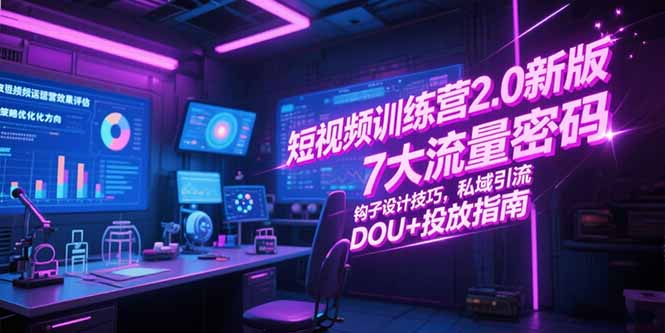 短视频训练营2.0新版，7大流量密码/钩子设计技巧/私域引流/DOU+投放指南 - 创享网-创享网