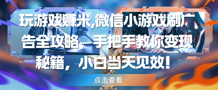 玩游戏挣米，微信小游戏刷广告全攻略，手把手教你变现秘籍，小白当天见效 - 创享网-创享网