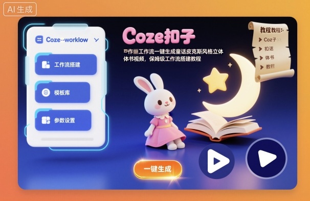 Coze扣子工作流一键生成童话皮克斯风格立体书视频,保姆级工作流搭建教程-创享网