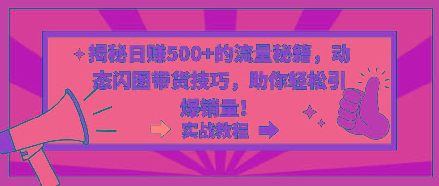 揭秘日赚500+的流量秘籍，动态闪图带货技巧，助你轻松引爆销量！ - 创享网-创享网