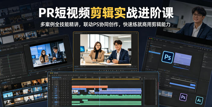 PR短视频剪辑实战进阶课，多案例全技能精讲，联动PS协同创作，快速练就商用剪辑能力-创享网