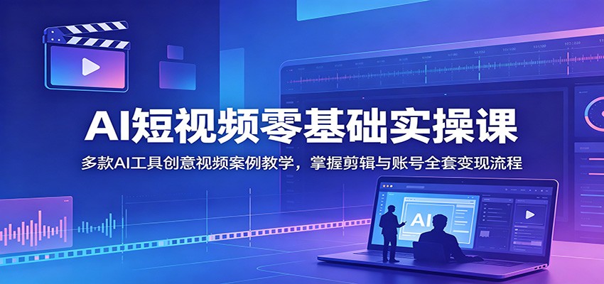 AI短视频零基础实操课：多款AI工具创意视频案例教学，掌握剪辑与账号全套变现流程-创享网